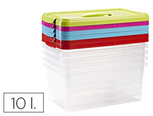 Caixa multiusos plastico 10 l n 24 tampa de cor com asa 385x230x175 mm , Branca , 154511 , 8435421807570